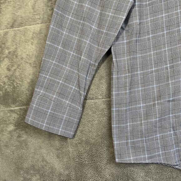 Tattersall London Dress Shirt 17 34/35 Blue Check Button Up Light Cotton NEW - Picture 3 of 11